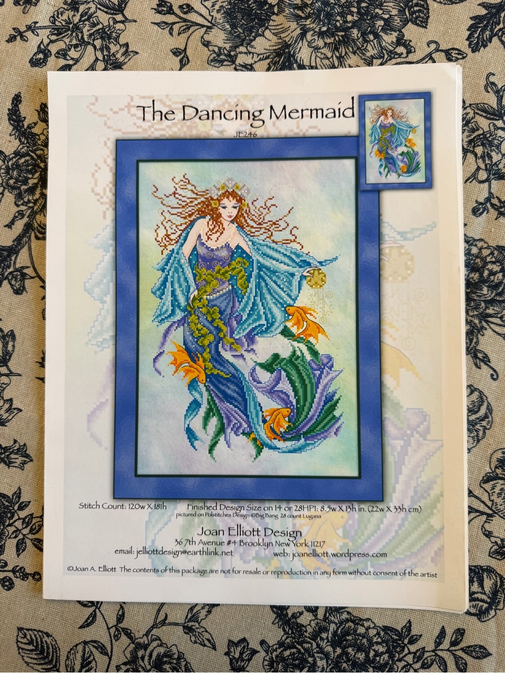 Cross Stitch DANCING MERMAID Pattern Booklet Fish Coastal Sea Shells Joan Elliot